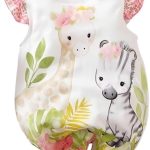 Aoswep - Cute Giraffe + Zebra With Floral Print Long Sleeve Baby Girl Clothes White Jumpsuit For Baby One-Piece Romper